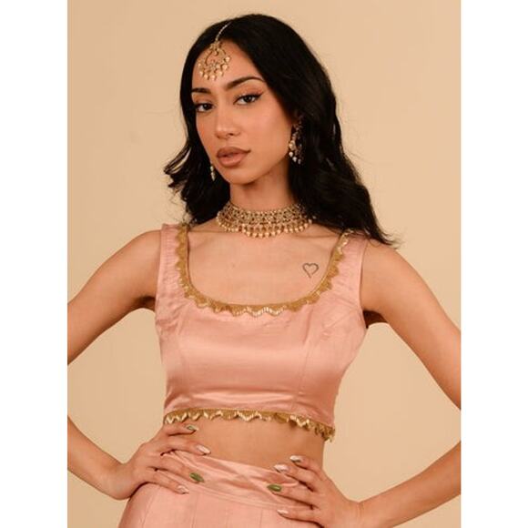 The Saree Room Rose Linen Blouse Pink - XS - Picture 1 of 4